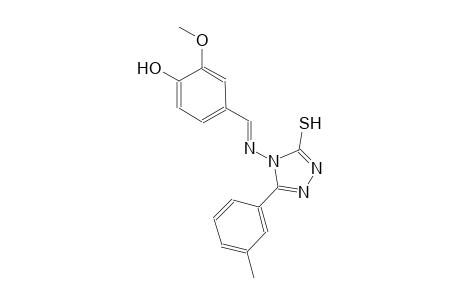 2-methoxy-4-((E)-{[3-(3-methylphenyl)-5-sulfanyl-4H-1,2,4-triazol-4-yl]imino}methyl)phenol