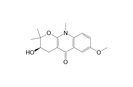 5H-Pyrano[2,3-b]quinolin-5-one, 2,3,4,10-tetrahydro-3-hydroxy-7-methoxy-2,2,10-trimethyl-, (R)-