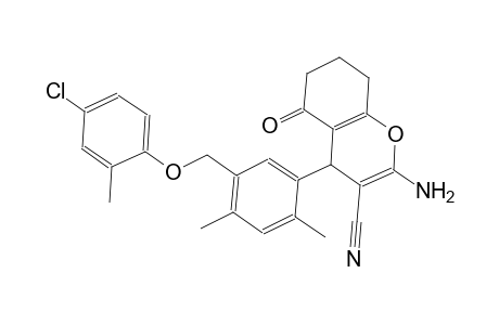 2-amino-4-{5-[(4-chloro-2-methylphenoxy)methyl]-2,4-dimethylphenyl}-5-oxo-5,6,7,8-tetrahydro-4H-chromene-3-carbonitrile