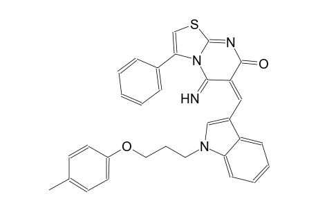 (6E)-5-imino-6-({1-[3-(4-methylphenoxy)propyl]-1H-indol-3-yl}methylene)-3-phenyl-5,6-dihydro-7H-[1,3]thiazolo[3,2-a]pyrimidin-7-one