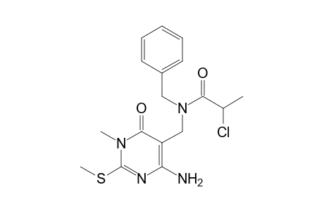 N-{[4-Amino-1-methyl-2-(methylthio)-6-oxo-1,6-dihydropyrimidin-5-yl]methyl}-N-benzyl-2-chloropropanamide