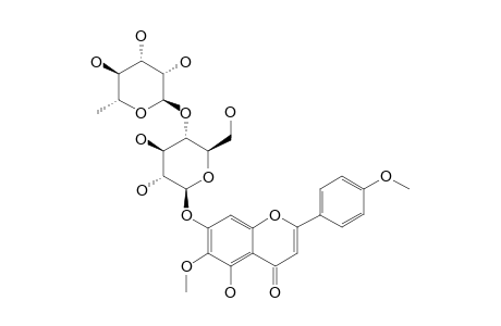 #2;PECTOLINARIGENIN-7-O-ALPHA-L-RHAMNOPYRANOSYL-(1'''->4'')-BETA-D-GLUCOPYRANOSIDE;5,7-DIHYDROXY-6,4'-DIMETHOXY-FLAVONE-7-O-ALPHA-L-RHAMNOPYRANOSYL-(1'''->4'')