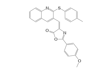 5(4H)-oxazolone, 2-(4-methoxyphenyl)-4-[[2-[(4-methylphenyl)thio]-3-quinolinyl]methylene]-, (4E)-
