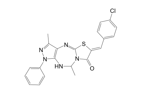 (Z)-2-(4-Chlorobenzylidene)-5,9-dimethyl-7-phenyl-5,6-dihydropyrazolo[3,4-f]thiazolo[2,3-b][1,3,5]triazepin-3-one