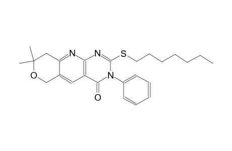 2-(heptylsulfanyl)-8,8-dimethyl-3-phenyl-3,6,8,9-tetrahydro-4H-pyrano[3',4':5,6]pyrido[2,3-d]pyrimidin-4-one