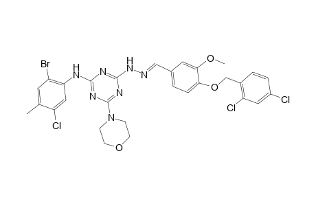 4-N-(2-bromo-5-chloro-4-methylphenyl)-2-N-[(E)-[4-[(2,4-dichlorophenyl)methoxy]-3-methoxyphenyl]methylideneamino]-6-morpholin-4-yl-1,3,5-triazine-2,4-diamine