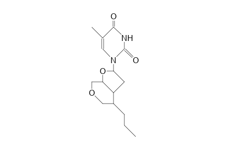 1-(2',3'-Dideoxy-3'-C,5'-O-<1-propyl(S)ethylene>-B-D-erythro-pentofuranosyl)-thymine