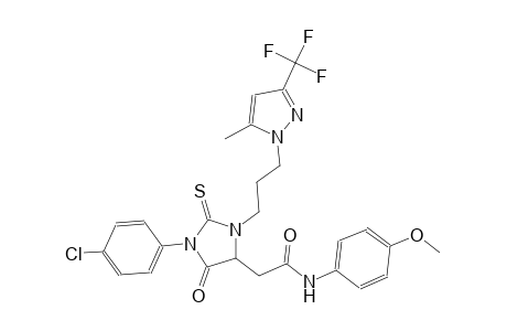 2-(1-(4-chlorophenyl)-3-{3-[5-methyl-3-(trifluoromethyl)-1H-pyrazol-1-yl]propyl}-5-oxo-2-thioxo-4-imidazolidinyl)-N-(4-methoxyphenyl)acetamide