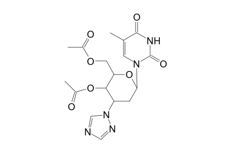 1-[4,6-Di-O-acetyl-2,3-dideoxy-3-(1,2,4-triazol-1-yl).beta.,D-arabinohexopyranosyl]thymine