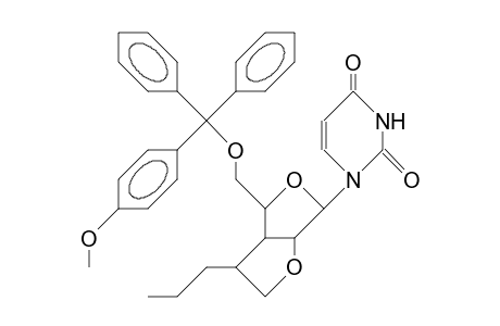 1-(5-O-<4-Monomethoxy-trityl>-3-deoxy-3-C,2-O-<1-N-propyl-ethylene>-B-D-lyxofuranosyl)-uracil