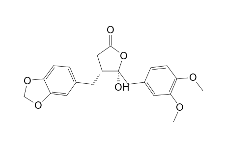(3R*,4R*)-3-[3,4-(Methylenedioxy)benzyl]-4-[(.alpha.S)-.alpha.-hydroxy-(3,4-dimethoxybenzyl]-.gamma.-butyrolactone