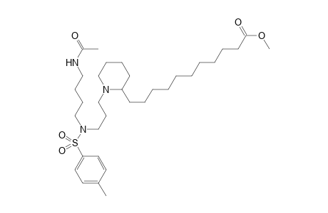 11-[1-(8-acetamido-4-tosyl-4-aza-octyl)2-piperidyl]undecanoic acid methylester