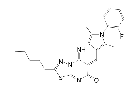 (6E)-6-{[1-(2-fluorophenyl)-2,5-dimethyl-1H-pyrrol-3-yl]methylene}-5-imino-2-pentyl-5,6-dihydro-7H-[1,3,4]thiadiazolo[3,2-a]pyrimidin-7-one