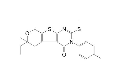 6-ethyl-6-methyl-3-(4-methylphenyl)-2-(methylsulfanyl)-3,5,6,8-tetrahydro-4H-pyrano[4',3':4,5]thieno[2,3-d]pyrimidin-4-one