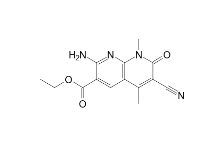 2-Amino-6-cyano-5,8-dimethyl-7-oxo-1,8-naphthyridine-3-carboxylic acid ethyl ester