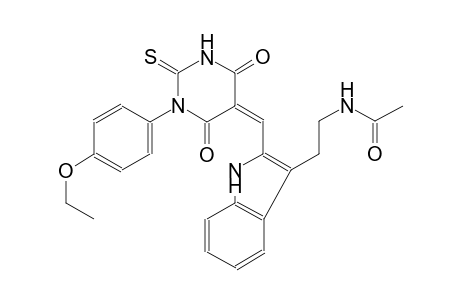 N-(2-{2-[(Z)-(1-(4-ethoxyphenyl)-4,6-dioxo-2-thioxotetrahydro-5(2H)-pyrimidinylidene)methyl]-1H-indol-3-yl}ethyl)acetamide