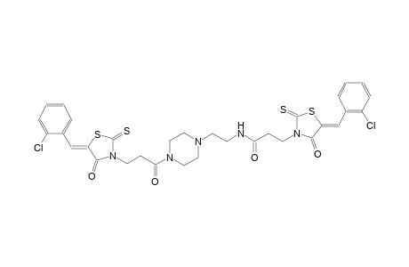 3-[(5Z)-5-(2-chlorobenzylidene)-4-oxo-2-thioxo-1,3-thiazolidin-3-yl]-N-[2-(4-{3-[(5Z)-5-(2-chlorobenzylidene)-4-oxo-2-thioxo-1,3-thiazolidin-3-yl]propanoyl}-1-piperazinyl)ethyl]propanamide