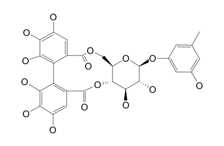 CLEYERATANNIN-C;3-HYDROXY-5-METHYLPHENOL-1-O-BETA-D-[4',6'-O-(S)-HEXAHYDROXYDIPHENOYL]-GLUCOPYRANOSIDE