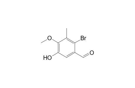 2-Bromanyl-4-methoxy-3-methyl-5-oxidanyl-benzaldehyde