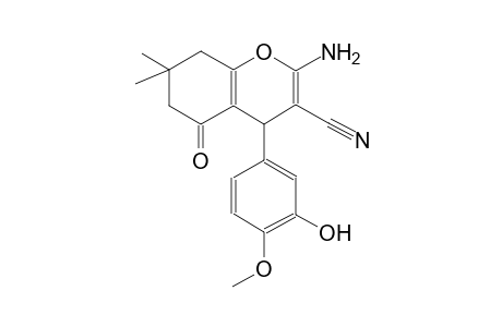 2-amino-4-(3-hydroxy-4-methoxyphenyl)-7,7-dimethyl-5-oxo-5,6,7,8-tetrahydro-4H-chromene-3-carbonitrile
