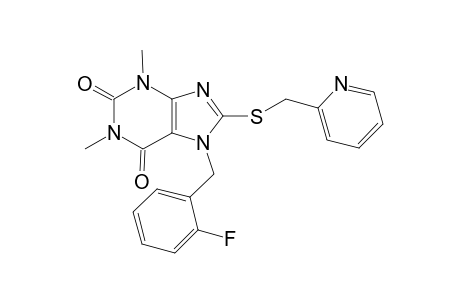 7-(2-fluorobenzyl)-1,3-dimethyl-8-(2-pyridylmethylthio)xanthine