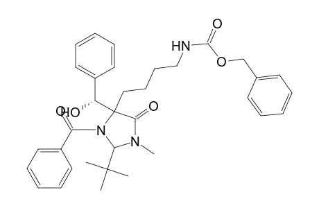 Carbamic acid, [4-[3-benzoyl-2-(1,1-dimethylethyl)-4-(hydroxyphenylmethyl)-1-methyl-5-oxo-4-imidazolidinyl]butyl]-, phenylmethyl ester, [2S-[2.alpha.,4.beta.(S*)]]-