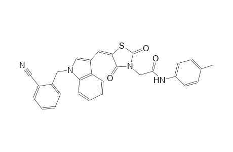 2-((5E)-5-{[1-(2-cyanobenzyl)-1H-indol-3-yl]methylene}-2,4-dioxo-1,3-thiazolidin-3-yl)-N-(4-methylphenyl)acetamide