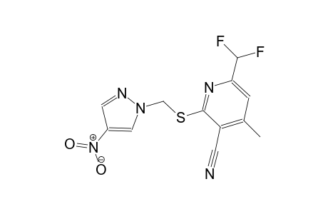 6-(difluoromethyl)-4-methyl-2-{[(4-nitro-1H-pyrazol-1-yl)methyl]sulfanyl}nicotinonitrile