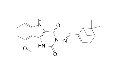 3-{[(E)-(6,6-dimethylbicyclo[3.1.1]hept-2-en-2-yl)methylidene]amino}-9-methoxy-1H-pyrimido[5,4-b]indole-2,4(3H,5H)-dione