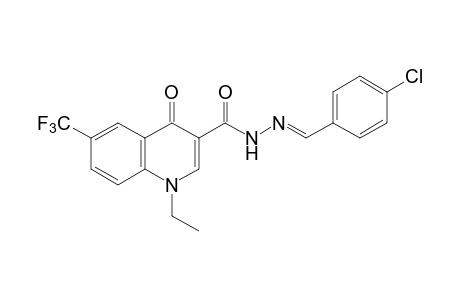 1,4-dihydro-1-ethyl-4-oxo-6-(trifluoromethyl)-3-quinolinecarboxylic acid, (p-chlorobenzylidene)hydrazide