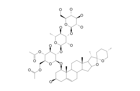 RUSCOGENIN-1-O-[O-BETA-D-GLUCOPYRANOSYL-(1->3)-O-ALPHA-L-RHAMNOPYRANOSYL-(1->2)-4,6-DI-O-ACETYL-BETA-D-GALACTOPYRANOSIDE];(25R)-SPIROST-5-ENE-1-BET