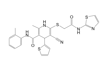 5-cyano-2-methyl-N-(2-methylphenyl)-6-{[2-oxo-2-(1,3-thiazol-2-ylamino)ethyl]sulfanyl}-4-(2-thienyl)-1,4-dihydro-3-pyridinecarboxamide