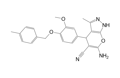 6-amino-4-{3-methoxy-4-[(4-methylbenzyl)oxy]phenyl}-3-methyl-1,4-dihydropyrano[2,3-c]pyrazole-5-carbonitrile