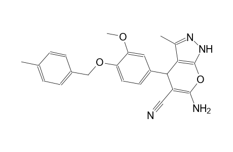 6-amino-4-{3-methoxy-4-[(4-methylbenzyl)oxy]phenyl}-3-methyl-1,4-dihydropyrano[2,3-c]pyrazole-5-carbonitrile