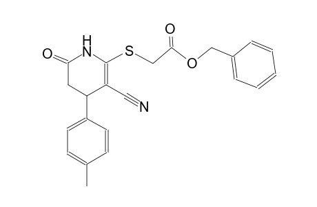 benzyl {[3-cyano-4-(4-methylphenyl)-6-oxo-1,4,5,6-tetrahydro-2-pyridinyl]sulfanyl}acetate