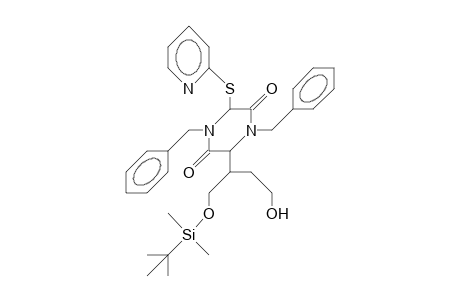 1,4-Dibenzyl-3-(2-thio-pyridyl)-6-(1-([T-butyl-dimethylsiloxy]-methyl)-3-hydroxypropyl)-2,5-piperazinedione
