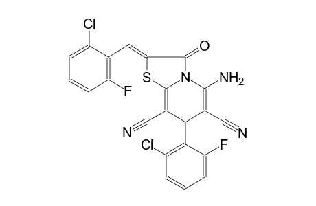 7H-thiazolo[3,2-a]pyridine-6,8-dicarbonitrile, 5-amino-7-(2-chloro-6-fluorophenyl)-2-[(2-chloro-6-fluorophenyl)methylene]-2,3-dihydro-3-oxo-, (2Z)-