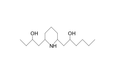 (2R*,6R*)-2-(<2'R*>-2-Hydroxy-butyl)-6-(<2'R*>-2-hydroxy-hexyl)-piperidine