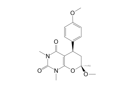 CIS-(5RS,7SR)-1,5,6,7-TETRAHYDRO-7-METHOXY-5-(4-METHOXYPHENYL)-1,3,7-TRIMETHYL-2H-PYRANO-[2,3-D]-PYRIMIDINE-2,4(3H)-DIONE