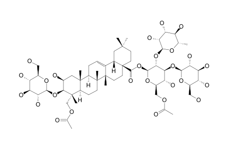 BELLIDIOSIDE-A;#1;3-O-BETA-D-GLUCOPYRANOSYL-28-O-[2-O-ALPHA-L-RHAMNOPYRANOSYL-3-O-BETA-D-GLUCOPYRANOSYL-6-O-ACETYL-BETA-D-GLUCOPYRANOSYL]-23-O-ACETYL-BA