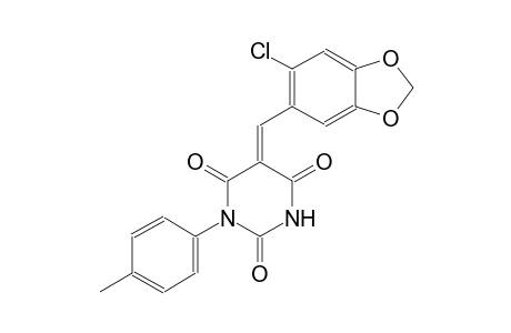 (5E)-5-[(6-chloro-1,3-benzodioxol-5-yl)methylene]-1-(4-methylphenyl)-2,4,6(1H,3H,5H)-pyrimidinetrione