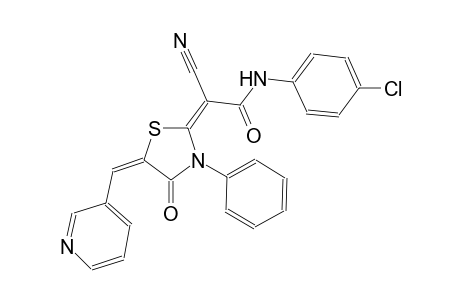 (2E)-N-(4-chlorophenyl)-2-cyano-2-[(5E)-4-oxo-3-phenyl-5-(3-pyridinylmethylene)-1,3-thiazolidin-2-ylidene]ethanamide