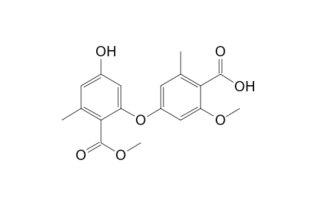 Benzoic acid, 2-(4-carboxy-3-methoxy-5-methylphenoxy)-4-hydroxy-6-methyl-, 1-methyl ester