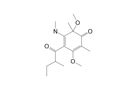 5-METHYLAMINO-2,6-DIMETHYL-4-(2'-METHYL-1-OXOBUTYL)-3,6-DIMETHOXY-2,4-CYCLOHEXADIEN-1-ONE