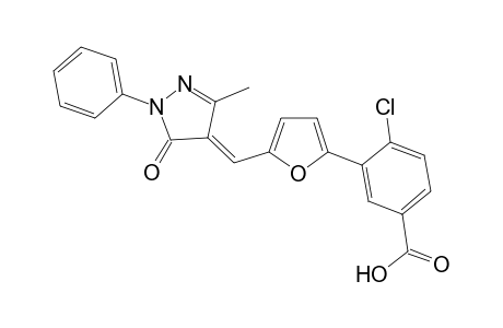 4-Chloranyl-3-[5-[(E)-(3-methyl-5-oxidanylidene-1-phenyl-pyrazol-4-ylidene)methyl]furan-2-yl]benzoic acid
