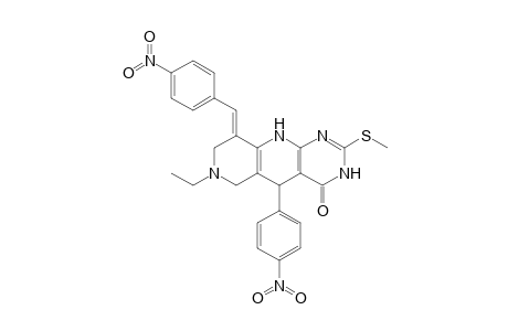 (E)-7-Ethyl-2-(methylthio)-9-(4-nitrobenzylidene)-5-(4-nitrophenyl)-6,7,8,9-tetrahydropyrimido[4,5-b][1,6]naphthyridin-4(3H,5H,10H)-one