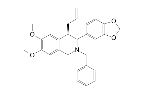 (+)-(3S,4S)-N-Benzyl-3-(3,4-methylenedioxyphenyl)-6,7-methylenedioxy-4-(2-propenyl)-1,2,3,4-tetrahydroisoquinoline