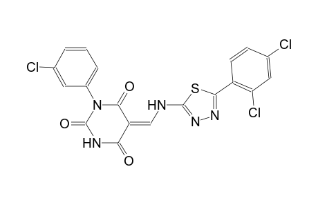 (5Z)-1-(3-chlorophenyl)-5-({[5-(2,4-dichlorophenyl)-1,3,4-thiadiazol-2-yl]amino}methylene)-2,4,6(1H,3H,5H)-pyrimidinetrione