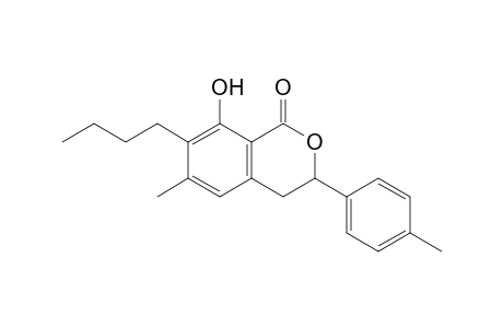7-Butyl-8-hydroxy-6-methyl-3-(p-tolyl)-3,4-dihydro-isochroman-1-one