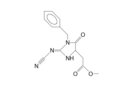 1-Benzyl-2-(N-cyano-imino)-4-methoxycarbonylmethyl-tetrahydro-imidazol-5-one